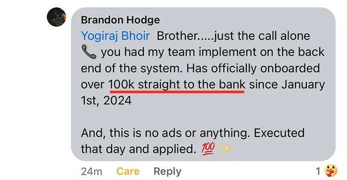 Brandon's message: over $100K since implementing the system